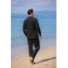 imageCOOFANDY Linen Sets For Men 2 Piece Button Down Shirt Long Sleeve And Casual Beach Drawstring Waist Pants Summer OutfitsBlack