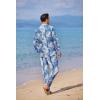 imageCOOFANDY Linen Sets For Men 2 Piece Button Down Shirt Long Sleeve And Casual Beach Drawstring Waist Pants Summer OutfitsBlue Leaves
