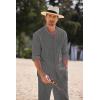 imageCOOFANDY Linen Sets For Men 2 Piece Button Down Shirt Long Sleeve And Casual Beach Drawstring Waist Pants Summer OutfitsDark Grey