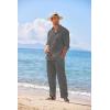 imageCOOFANDY Linen Sets For Men 2 Piece Button Down Shirt Long Sleeve And Casual Beach Drawstring Waist Pants Summer OutfitsDark Grey