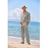 imageCOOFANDY Linen Sets For Men 2 Piece Button Down Shirt Long Sleeve And Casual Beach Drawstring Waist Pants Summer OutfitsLight Grey