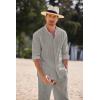 imageCOOFANDY Linen Sets For Men 2 Piece Button Down Shirt Long Sleeve And Casual Beach Drawstring Waist Pants Summer OutfitsLight Grey