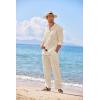 imageCOOFANDY Linen Sets For Men 2 Piece Button Down Shirt Long Sleeve And Casual Beach Drawstring Waist Pants Summer OutfitsLight Khaki