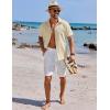 imageCOOFANDY Mens Button Down Shirts Short Sleeve Casual Shirts Summer Beach Linen Shirts with PocketBeige