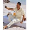 imageCOOFANDY Mens Button Down Shirts Short Sleeve Casual Shirts Summer Beach Linen Shirts with PocketBeige