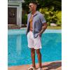 imageCOOFANDY Mens Button Down Shirts Short Sleeve Casual Shirts Summer Beach Linen Shirts with PocketDark Blue