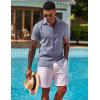 imageCOOFANDY Mens Button Down Shirts Short Sleeve Casual Shirts Summer Beach Linen Shirts with PocketDark Blue