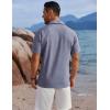 imageCOOFANDY Mens Button Down Shirts Short Sleeve Casual Shirts Summer Beach Linen Shirts with PocketDark Blue
