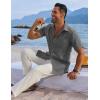 imageCOOFANDY Mens Button Down Shirts Short Sleeve Casual Shirts Summer Beach Linen Shirts with PocketDark Grey