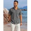 imageCOOFANDY Mens Button Down Shirts Short Sleeve Casual Shirts Summer Beach Linen Shirts with PocketDark Grey