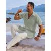 imageCOOFANDY Mens Button Down Shirts Short Sleeve Casual Shirts Summer Beach Linen Shirts with PocketGreen