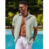 imageCOOFANDY Mens Button Down Shirts Short Sleeve Casual Shirts Summer Beach Linen Shirts with PocketGreen