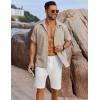 imageCOOFANDY Mens Button Down Shirts Short Sleeve Casual Shirts Summer Beach Linen Shirts with PocketKhaki