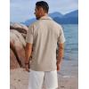 imageCOOFANDY Mens Button Down Shirts Short Sleeve Casual Shirts Summer Beach Linen Shirts with PocketKhaki