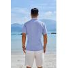 imageCOOFANDY Mens Button Down Shirts Short Sleeve Casual Shirts Summer Beach Linen Shirts with PocketLight Blue