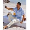 imageCOOFANDY Mens Button Down Shirts Short Sleeve Casual Shirts Summer Beach Linen Shirts with PocketLight Blue