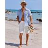 imageCOOFANDY Mens Button Down Shirts Short Sleeve Casual Shirts Summer Beach Linen Shirts with PocketLight Blue