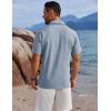 imageCOOFANDY Mens Button Down Shirts Short Sleeve Casual Shirts Summer Beach Linen Shirts with PocketLight Denim Blue