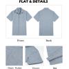 imageCOOFANDY Mens Button Down Shirts Short Sleeve Casual Shirts Summer Beach Linen Shirts with PocketLight Denim Blue