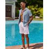 imageCOOFANDY Mens Button Down Shirts Short Sleeve Casual Shirts Summer Beach Linen Shirts with PocketLight Denim Blue