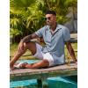 imageCOOFANDY Mens Button Down Shirts Short Sleeve Casual Shirts Summer Beach Linen Shirts with PocketLight Denim Blue