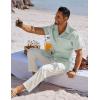 imageCOOFANDY Mens Button Down Shirts Short Sleeve Casual Shirts Summer Beach Linen Shirts with PocketLight Green