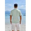 imageCOOFANDY Mens Button Down Shirts Short Sleeve Casual Shirts Summer Beach Linen Shirts with PocketLight Green