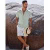 imageCOOFANDY Mens Button Down Shirts Short Sleeve Casual Shirts Summer Beach Linen Shirts with PocketLight Green