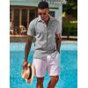 imageCOOFANDY Mens Button Down Shirts Short Sleeve Casual Shirts Summer Beach Linen Shirts with PocketLight Grey