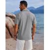 imageCOOFANDY Mens Button Down Shirts Short Sleeve Casual Shirts Summer Beach Linen Shirts with PocketLight Grey