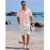 imageCOOFANDY Mens Button Down Shirts Short Sleeve Casual Shirts Summer Beach Linen Shirts with PocketLight Pink