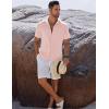 imageCOOFANDY Mens Button Down Shirts Short Sleeve Casual Shirts Summer Beach Linen Shirts with PocketLight Pink