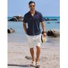 imageCOOFANDY Mens Button Down Shirts Short Sleeve Casual Shirts Summer Beach Linen Shirts with PocketNavy Blue