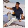 imageCOOFANDY Mens Button Down Shirts Short Sleeve Casual Shirts Summer Beach Linen Shirts with PocketNavy Blue