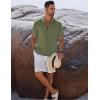 imageCOOFANDY Mens Button Down Shirts Short Sleeve Casual Shirts Summer Beach Linen Shirts with PocketOlive Green