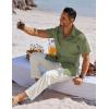 imageCOOFANDY Mens Button Down Shirts Short Sleeve Casual Shirts Summer Beach Linen Shirts with PocketOlive Green