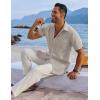 imageCOOFANDY Mens Button Down Shirts Short Sleeve Casual Shirts Summer Beach Linen Shirts with PocketStone