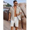 imageCOOFANDY Mens Button Down Shirts Short Sleeve Casual Shirts Summer Beach Linen Shirts with PocketStone