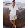 imageCOOFANDY Mens Button Down Shirts Short Sleeve Casual Shirts Summer Beach Linen Shirts with PocketWhite
