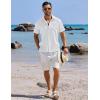 imageCOOFANDY Mens Button Down Shirts Short Sleeve Casual Shirts Summer Beach Linen Shirts with PocketWhite