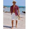 imageCOOFANDY Mens Button Down Shirts Short Sleeve Casual Shirts Summer Beach Linen Shirts with PocketWine Red