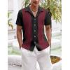 imageCOOFANDY Mens Casual Vintage Bowling Shirt Untucked Short Sleeve Button Down Summer Beach ShirtsBlack Red