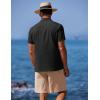 imageCOOFANDY Mens Casual Vintage Bowling Shirt Untucked Short Sleeve Button Down Summer Beach ShirtsBlack Red
