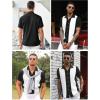 imageCOOFANDY Mens Casual Vintage Bowling Shirt Untucked Short Sleeve Button Down Summer Beach ShirtsBlack White