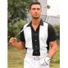 imageCOOFANDY Mens Casual Vintage Bowling Shirt Untucked Short Sleeve Button Down Summer Beach ShirtsBlack White