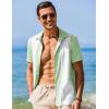 imageCOOFANDY Mens Casual Vintage Bowling Shirt Untucked Short Sleeve Button Down Summer Beach ShirtsGreen White