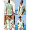 imageCOOFANDY Mens Casual Vintage Bowling Shirt Untucked Short Sleeve Button Down Summer Beach ShirtsGreen White
