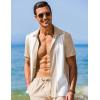 imageCOOFANDY Mens Casual Vintage Bowling Shirt Untucked Short Sleeve Button Down Summer Beach ShirtsLight Khaki White