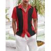 imageCOOFANDY Mens Casual Vintage Bowling Shirt Untucked Short Sleeve Button Down Summer Beach ShirtsTrue Red Black