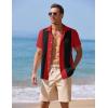 imageCOOFANDY Mens Casual Vintage Bowling Shirt Untucked Short Sleeve Button Down Summer Beach ShirtsTrue Red Black